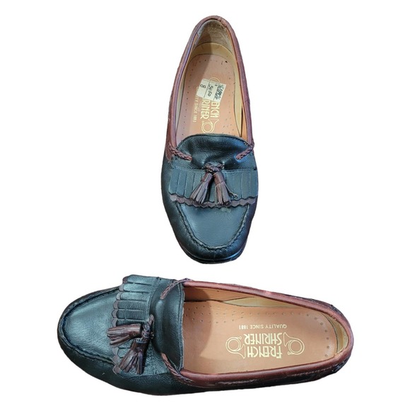 French Shriner Shoes Vintage French Shriner Mens Richmond Blue Brown Tassel Leather Loafers